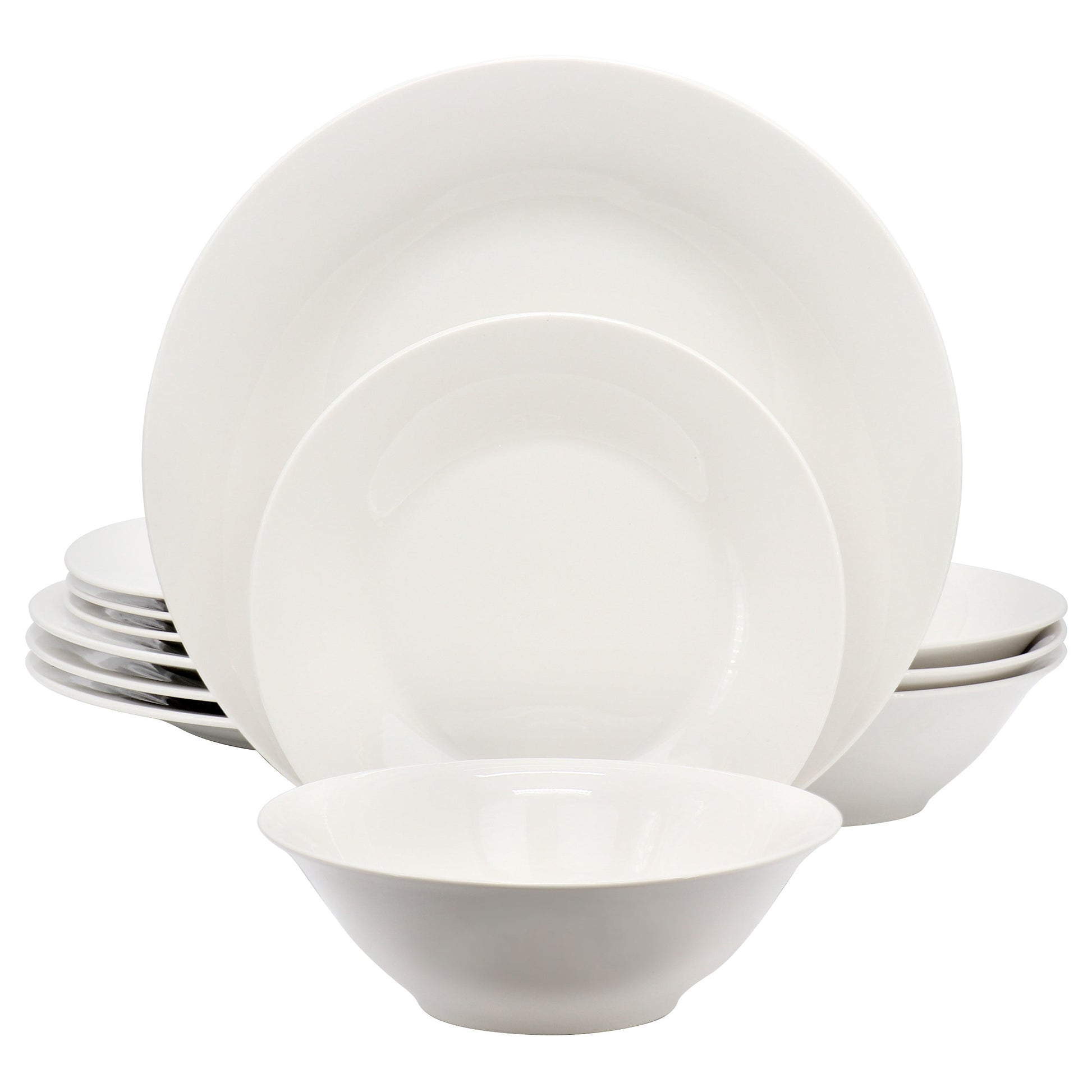 Gibson Home Everyday 12 Piece Round Fine Ceramic Dinnerware Set in White LuxuryLifeWay Online Store
