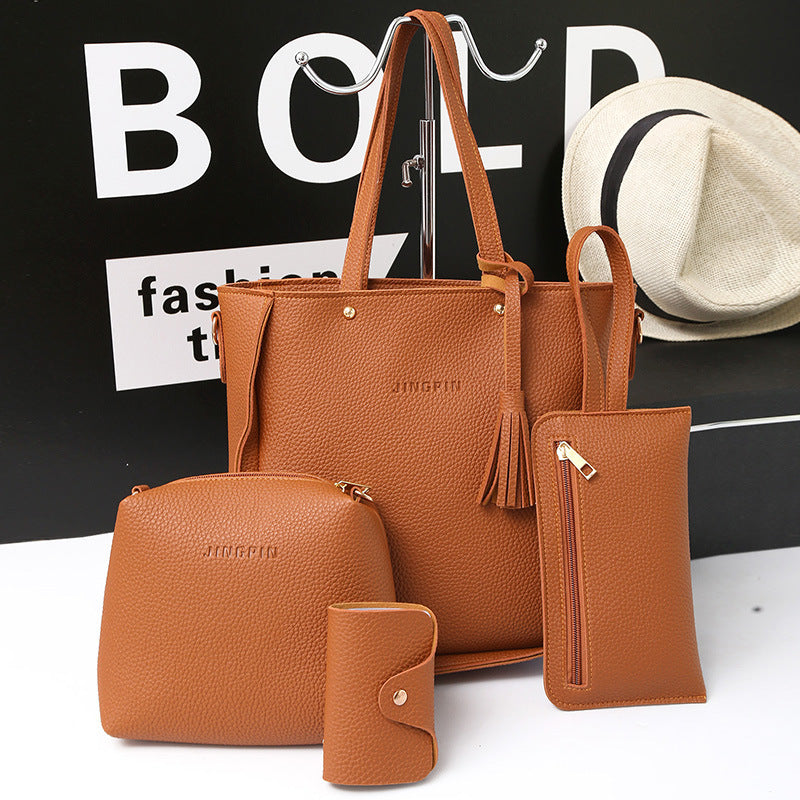 Women Bag Set Top-Handle Big Capacity Female Tassel Handbag Fashion Shoulder Bag Ladies PU Leather Crossbody Bag bolsas feminin