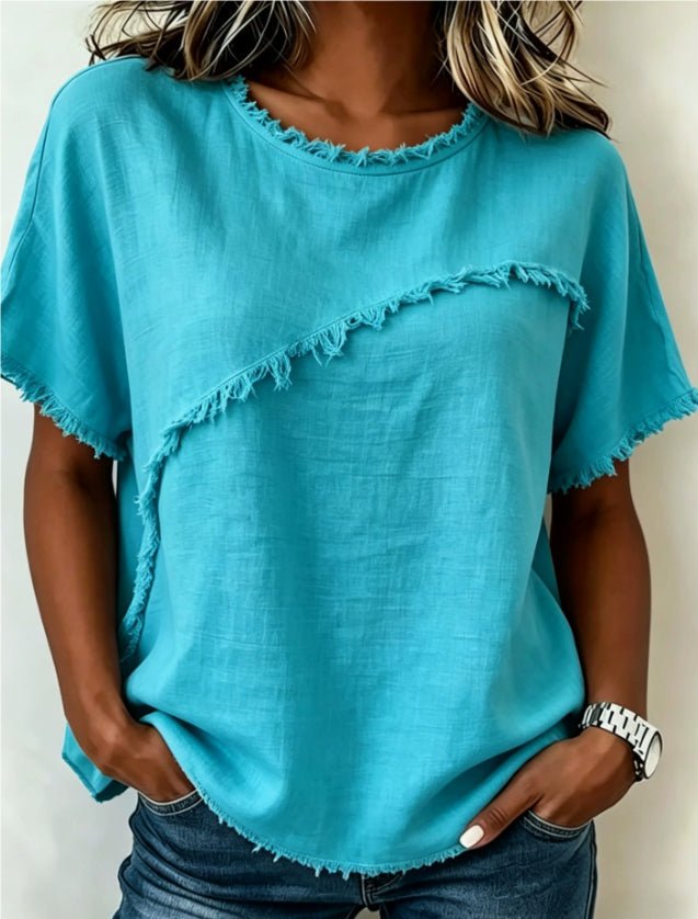 Women's Round-Neck Casual Loose Short-Sleeve Top NorixaFashion.com