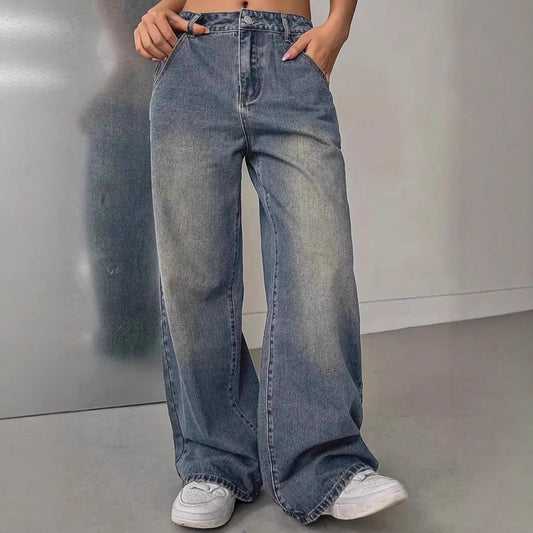 European And American Women's Washed Vintage Denim Pants LadyShow.Store