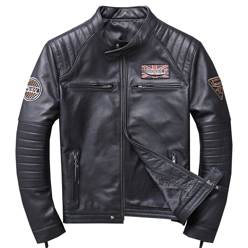 Men's Genuine Leather Motorcycle Jacket - Slim Fit Design Pi-Mart
