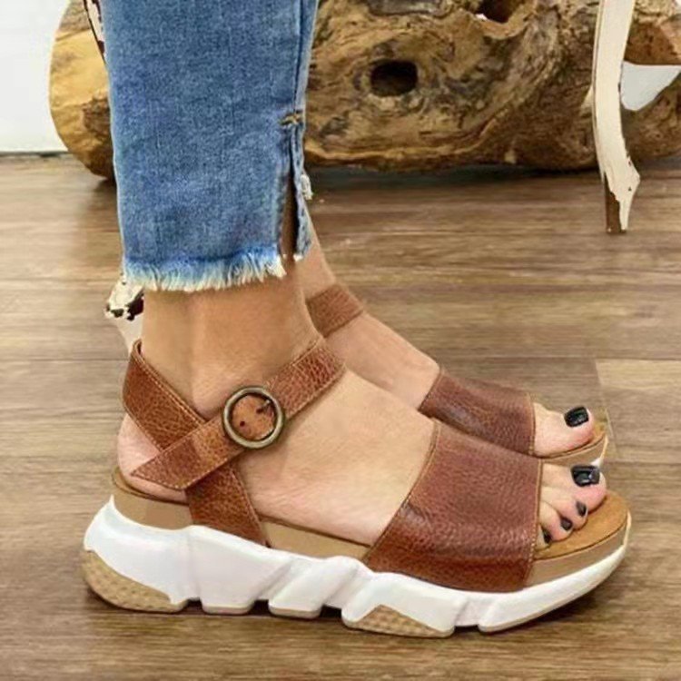 Casual Fashion Leopard Print Platform Roman Sandals LadyShow.Store