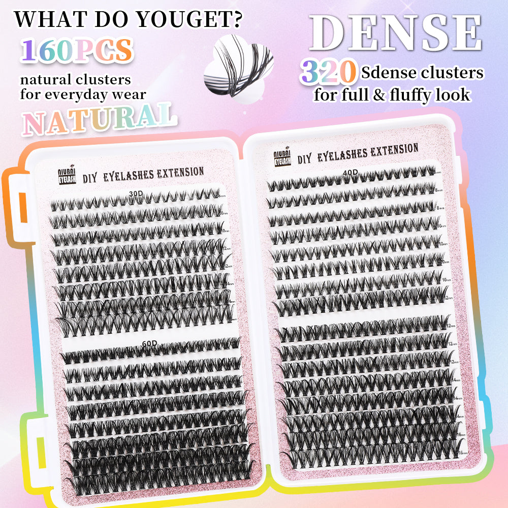 32 Rows Of Eyelashes Book Cluster 640 Segmented Lashes Set LadyShow.Store