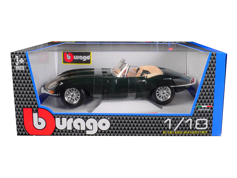 1961 Jaguar E Type Convertible Green 1/18 Diecast Model Car by Bburago LuxuryLifeWay Online Store