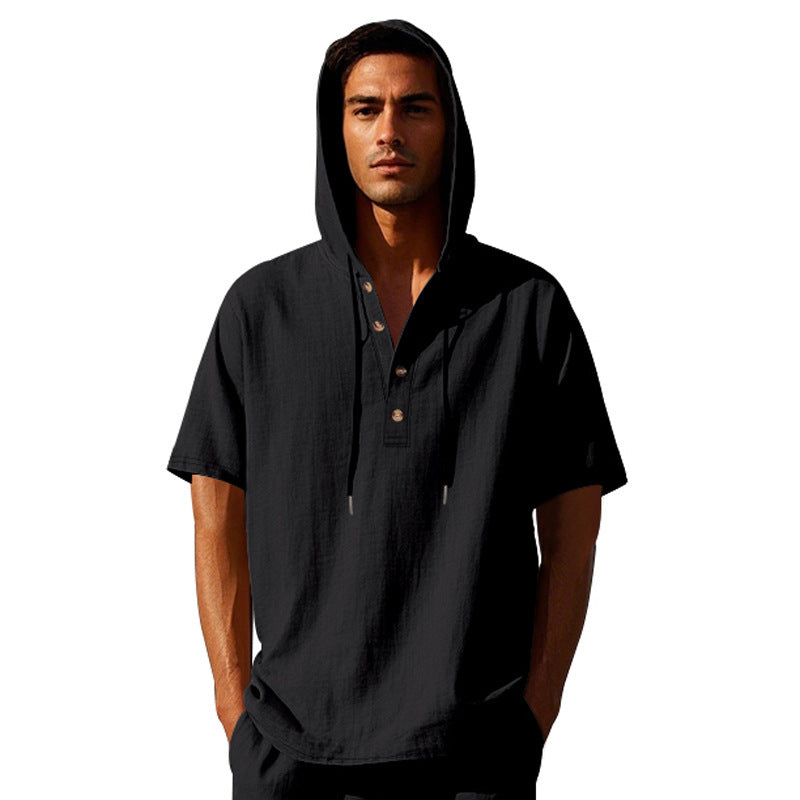 European And American Linen Short-sleeved Men's T-shirt Simple NorixaFashion.com
