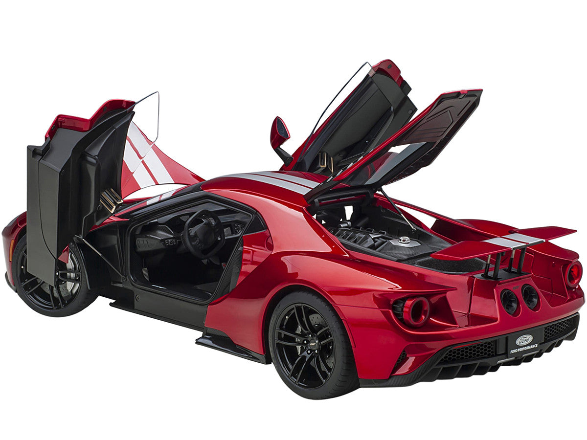 2017 Ford GT Liquid Red Metallic with Silver Stripes 1/12 Model Car by Autoart LuxuryLifeWay Online Store