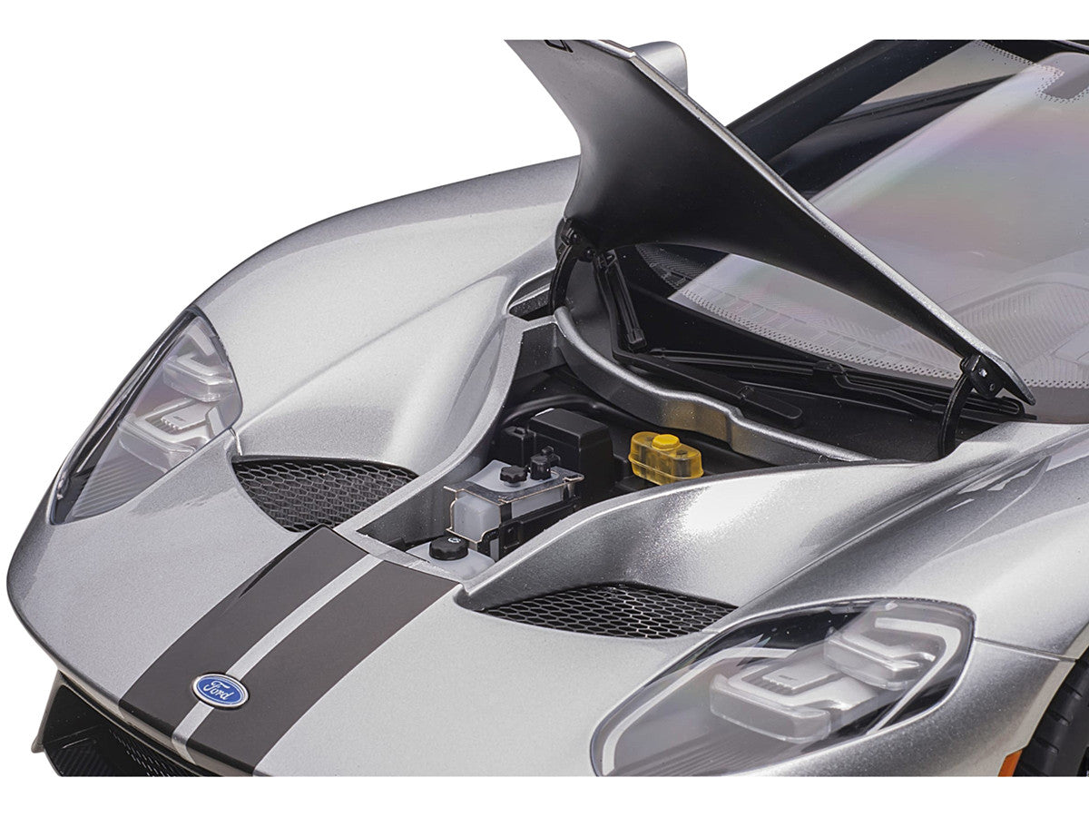 2017 Ford GT Ingot Silver Metallic with Black Stripes 1/12 Model Car by Autoart LuxuryLifeWay Online Store