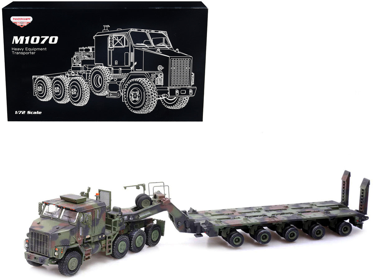 M1070 Heavy Equipment Transporter Army Camouflage "Armor Premium" Series 1/72 Diecast Model by Panzerkampf LuxuryLifeWay Online Store