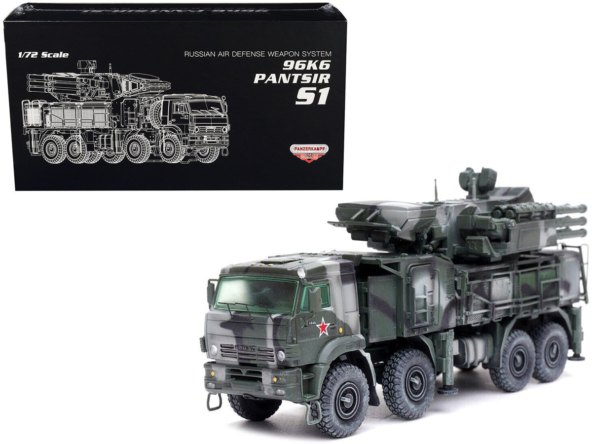 Pantsir S1 96K6 Self-Propelled Air Defense Weapon System Tri-Color Camouflage "Russia's Armed Forces" "Armor Premium" Series 1/72 Diecast Model by Panzerkampf LuxuryLifeWay Online Store