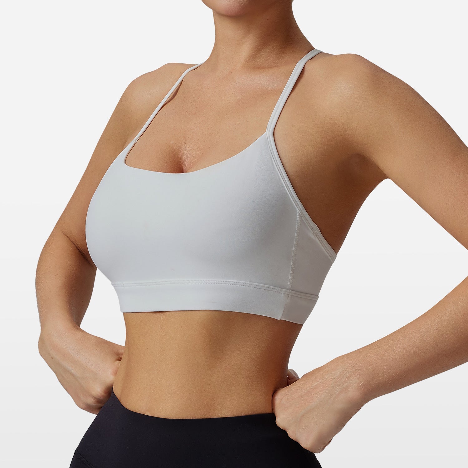 Womens Solid-Colored Versatile Thin-Strap Shock-Absorbing Quick-Drying Yoga Tank Top LadyShow.Store