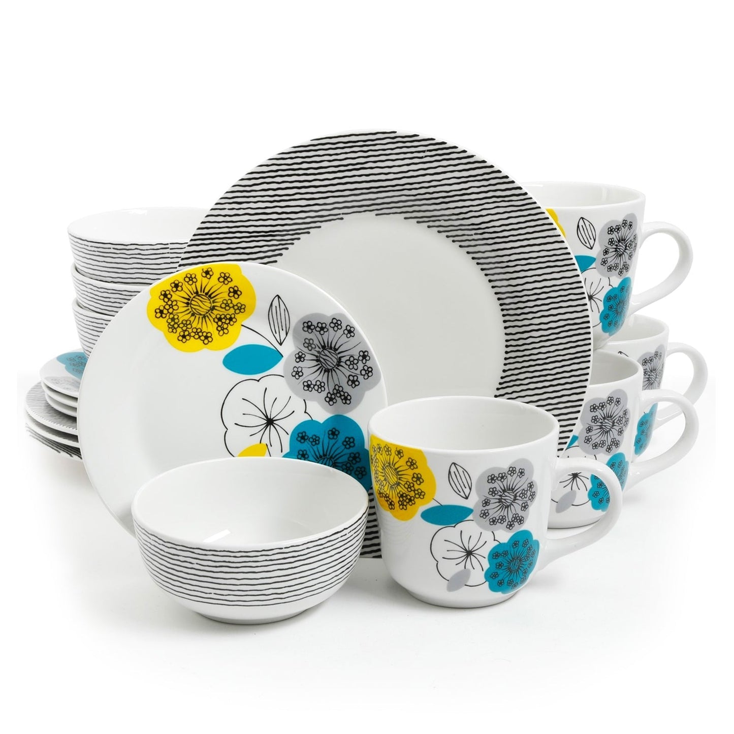 Gibson Home Marigold 16 Piece Fine Ceramic Dinnerware Set, Service for 4 LuxuryLifeWay Online Store