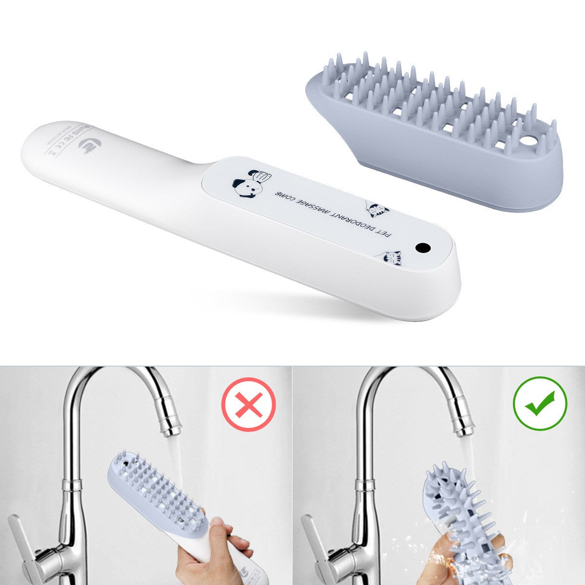Pet Silicone Massage Brush Deodorant Sterilization Comb Handle Dog Grooming Shaving Massage Cleaning Comb Fur Remove Brush Pets Fashion