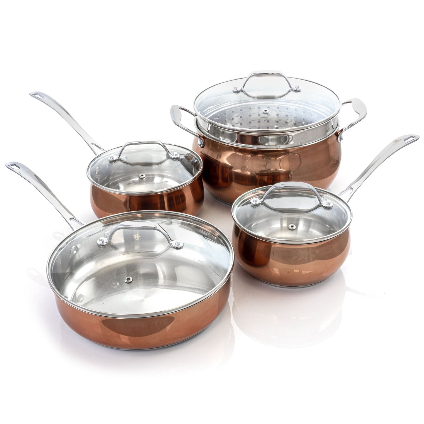 Oster Carabello 9 Piece Stainless Steel Cookware Combo Set in Copper LuxuryLifeWay Online Store