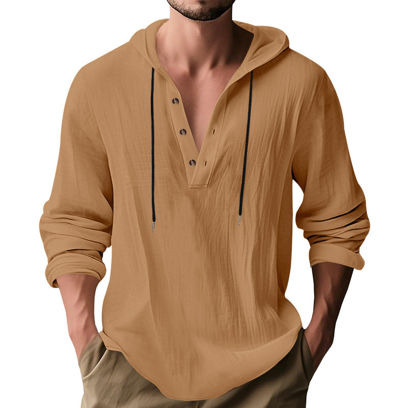New Wish Cotton Linen Shirt Hooded Sweater Long Sleeve Hooded Casual Daily Clothing NorixaFashion.com