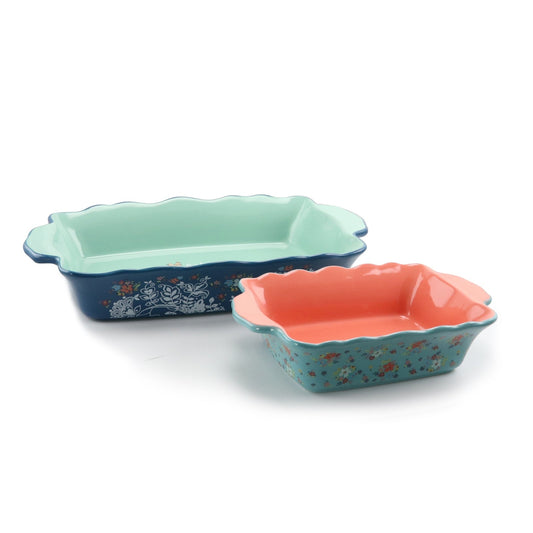 Urban Market Life On The Farm 2 Piece Stoneware Bakeware Pan Set In Assorted Colors LuxuryLifeWay Online Store