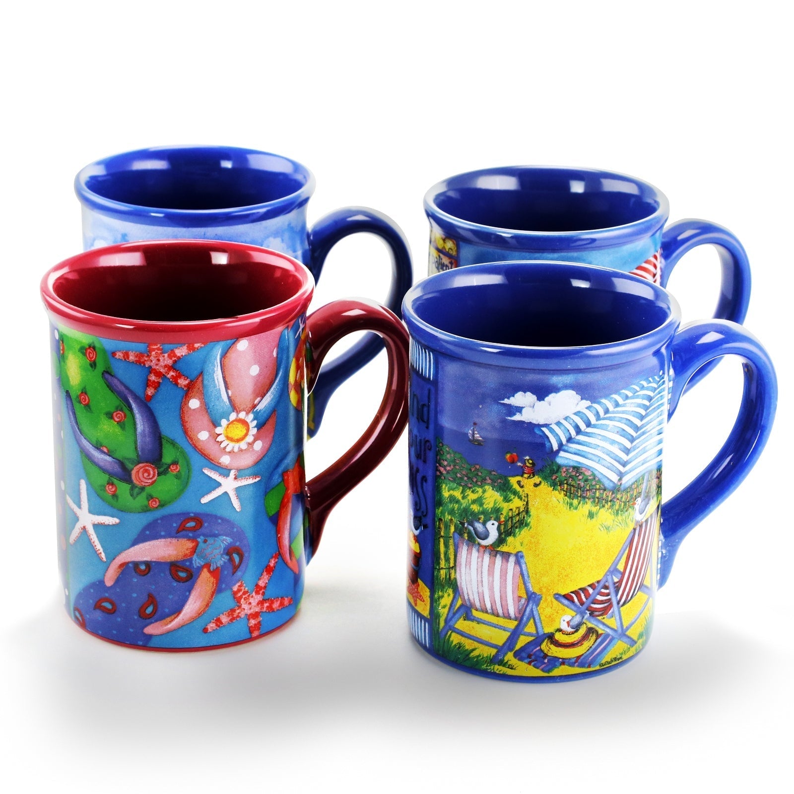 Gibson Home Beachcomber 4 Piece 16 Ounce Stoneware Mug Set in Assorted Designs LuxuryLifeWay Online Store