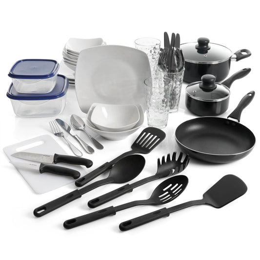 Gibson All U Need 45 Piece Dinnerware Cookware Combo Set in White LuxuryLifeWay Online Store
