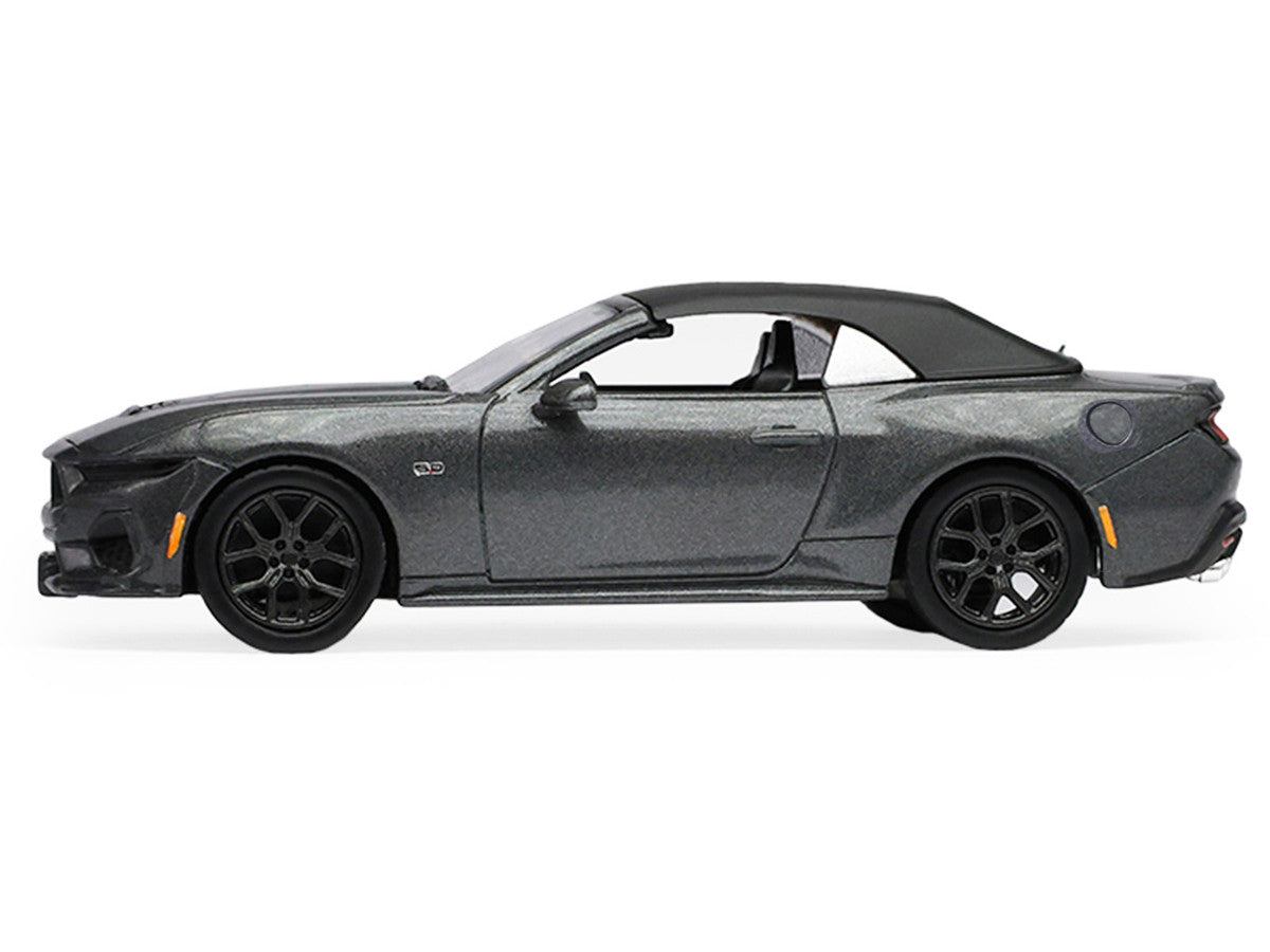 2024 Ford Mustang GT 5.0 Convertible Dark Matter Gray Metallic with Black Soft Top "Stampede" Series 2 1/64 Diecast Model Car by Greenlight LuxuryLifeWay Online Store