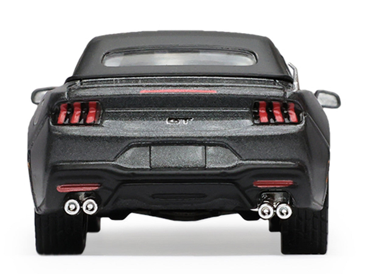 2024 Ford Mustang GT 5.0 Convertible Dark Matter Gray Metallic with Black Soft Top "Stampede" Series 2 1/64 Diecast Model Car by Greenlight LuxuryLifeWay Online Store