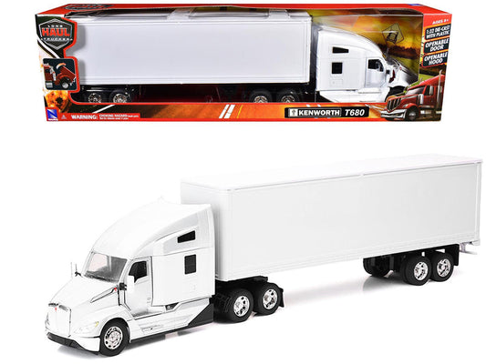 Kenworth T680 Truck White with Dry Van Trailer White "Long Haul Trucker" Series 1/32 Diecast Model by New Ray LuxuryLifeWay Online Store