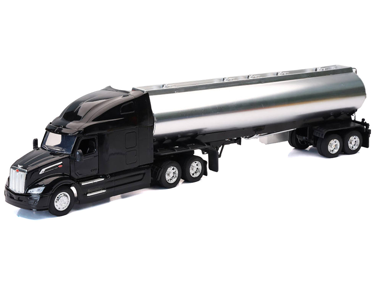 Peterbilt 579 Truck Black with Tanker Trailer Silver "Long Haul Truckers" Series 1/32 Diecast Model by New Ray LuxuryLifeWay Online Store