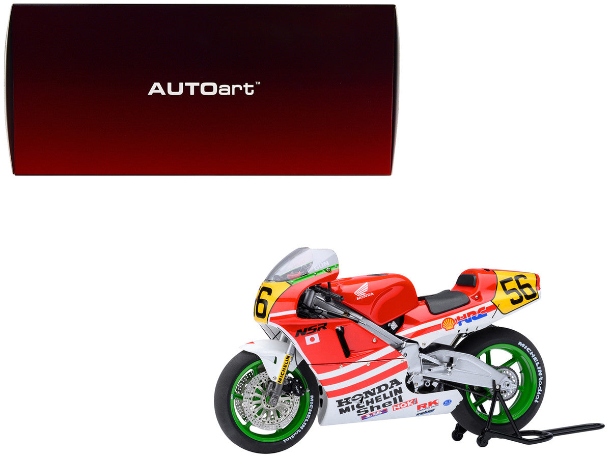 Honda NSR500 WGP500 Motorcycle #56 Red and White with Helmet "Baribari Legend" (1986) OVA 1/12 Model by Autoart LuxuryLifeWay Online Store