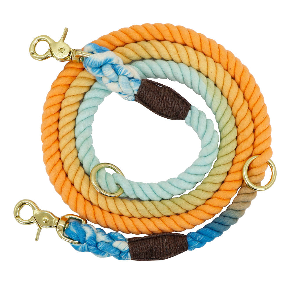 Gradient Color Dog Collars Accessories Leashes Rope Metal Chain Collar Strap Pet Outdoor Walking Training Long Traction Rope Pets Fashion
