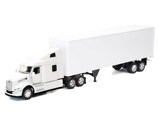 Peterbilt 579 Truck White with Dry Goods Trailer White "Long Haul Truckers" Series 1/32 Diecast Model by New Ray LuxuryLifeWay Online Store