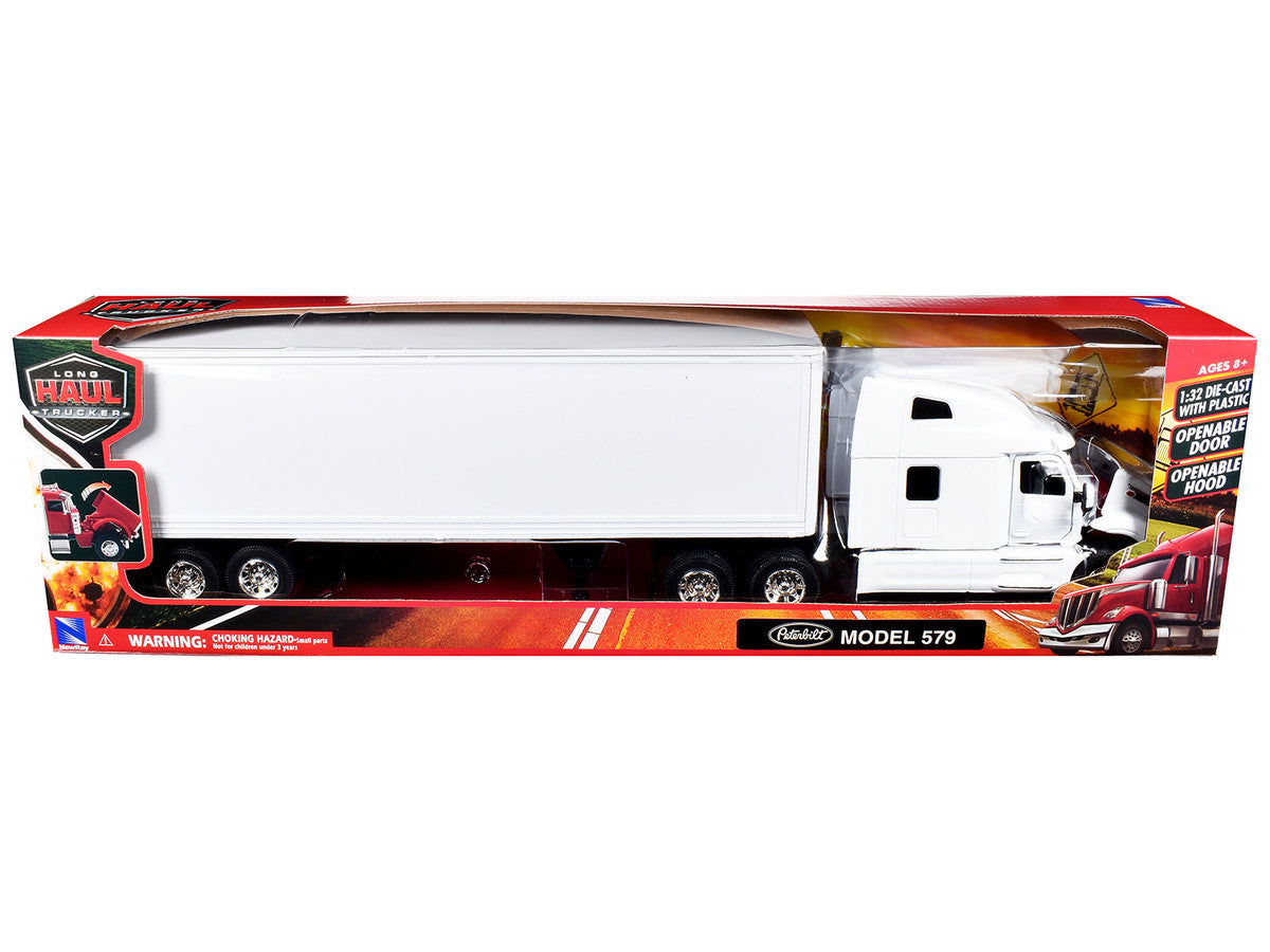 Peterbilt 579 Truck White with Dry Goods Trailer White "Long Haul Truckers" Series 1/32 Diecast Model by New Ray LuxuryLifeWay Online Store