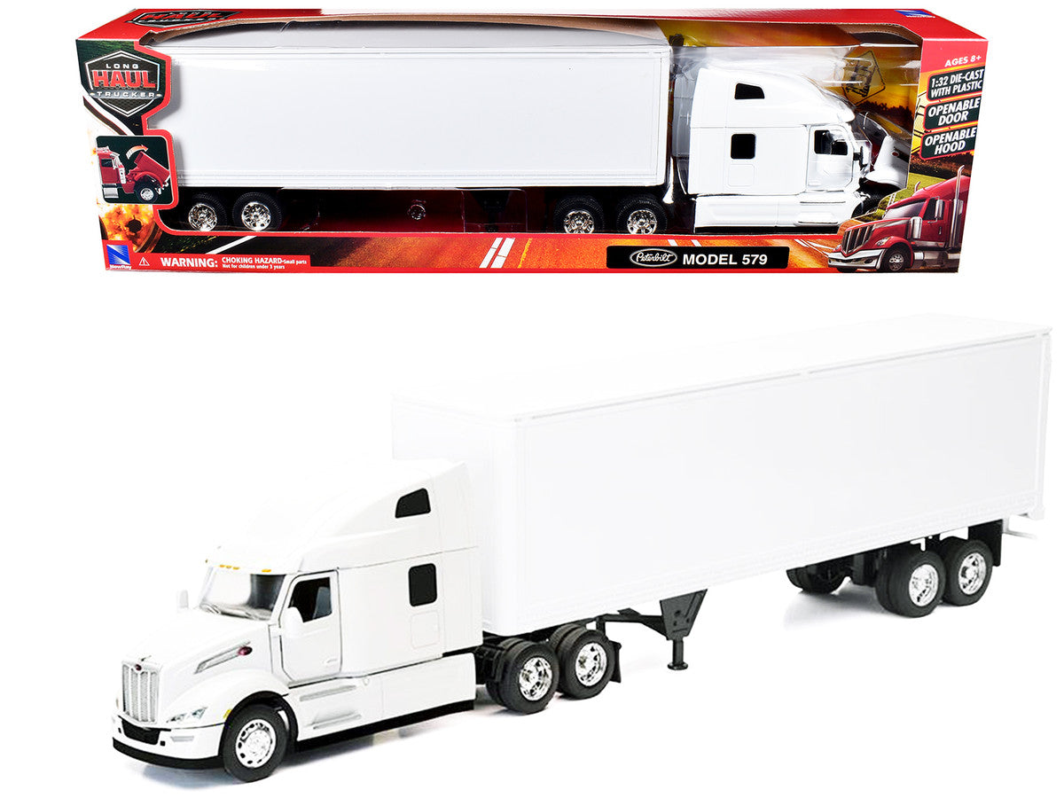 Peterbilt 579 Truck White with Dry Goods Trailer White "Long Haul Truckers" Series 1/32 Diecast Model by New Ray LuxuryLifeWay Online Store