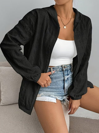 Solid Color Casual Zipper Long Sleeve NorixaFashion.com