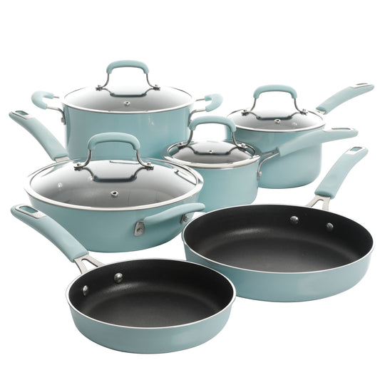Kenmore Elite Andover 10 Piece Nonstick Aluminum Cookware Set in Glacier Blue LuxuryLifeWay Online Store