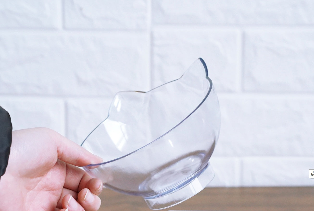 New Inclined Food Cat Ear Oblique Mouth Transparent Single Pet Bowl Pets Fashion