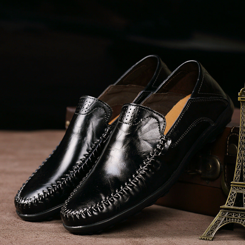 Men's Casual Leather Shoes Lightweight And Versatile British-style Round Toe Best YouTube Store