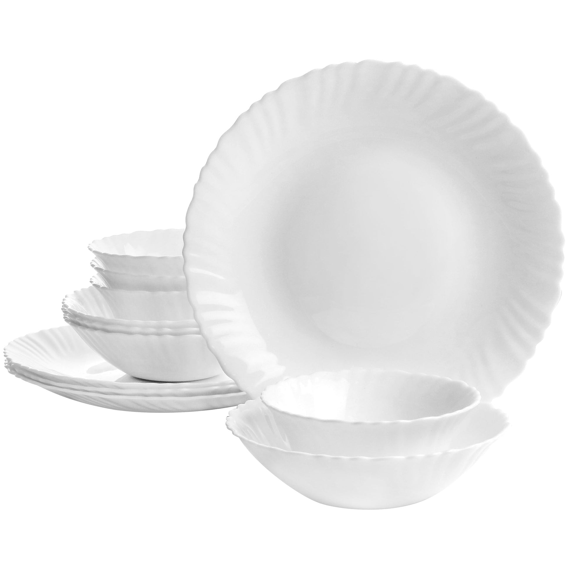 Gibson Ultra Radley 12 Piece Tempered Opal Glass Dinnerware Set in White LuxuryLifeWay Online Store