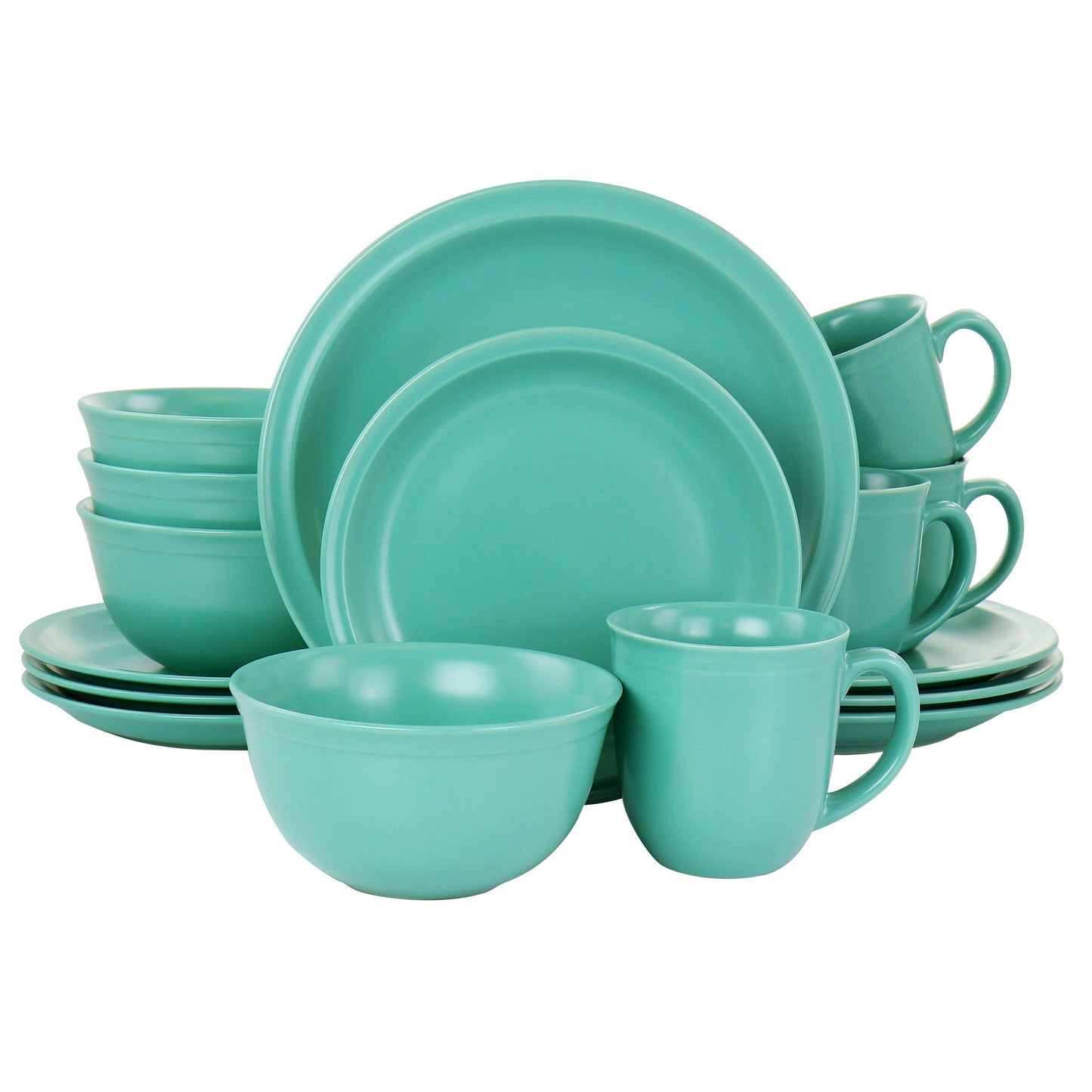 Gibson Home 16 Piece Siam Stoneware Dinnerware Set in Green LuxuryLifeWay Online Store