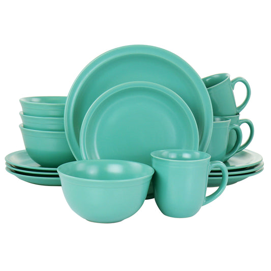 Gibson Home 16 Piece Siam Stoneware Dinnerware Set in Green LuxuryLifeWay Online Store