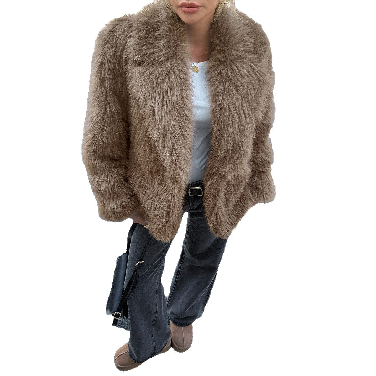 Solid Color Fluff Long Sleeve Coat Women's Clothing Best YouTube Store