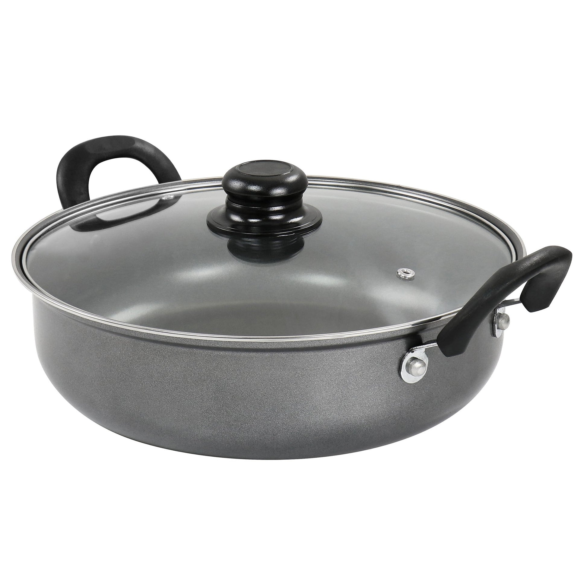 Gibson Everyday 12 Inch Highberry Nonstick All Purpose Pan with Lid in Grey LuxuryLifeWay Online Store