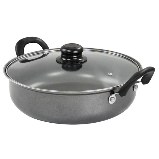 Gibson Everyday 12 Inch Highberry Nonstick All Purpose Pan with Lid in Grey LuxuryLifeWay Online Store