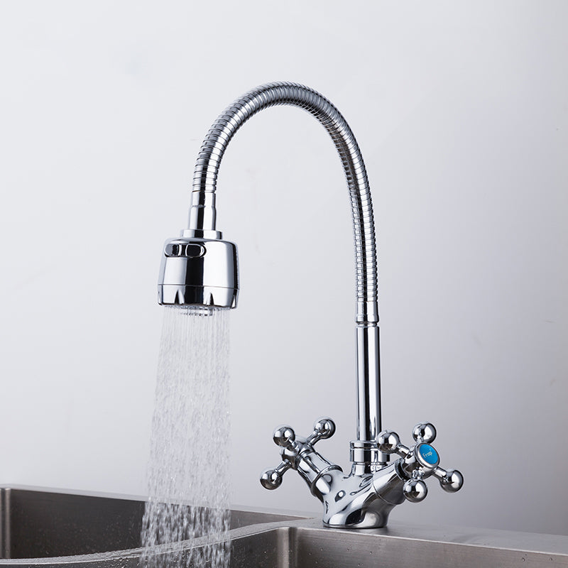 FRAP Silver Double Handle Faucet Kitchen Sink Faucet and Kitchen LuxuryLifeWay Online Store