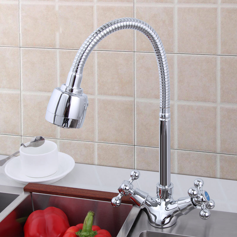 FRAP Silver Double Handle Faucet Kitchen Sink Faucet and Kitchen LuxuryLifeWay Online Store