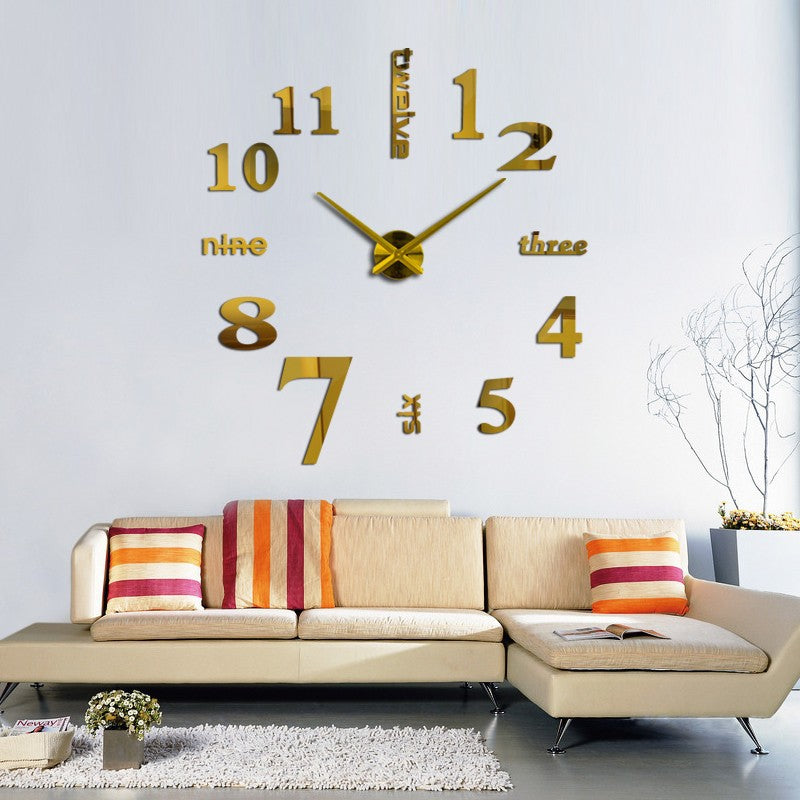 Creative acrylic mirror wall clock DIY stereo hanging PearlNestDecor.com