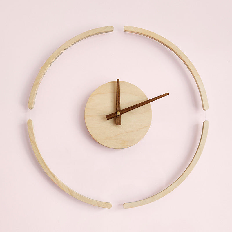 Creative Transparent Floating Wall Clock Nordic Simple Wooden Clock PearlNestDecor.com