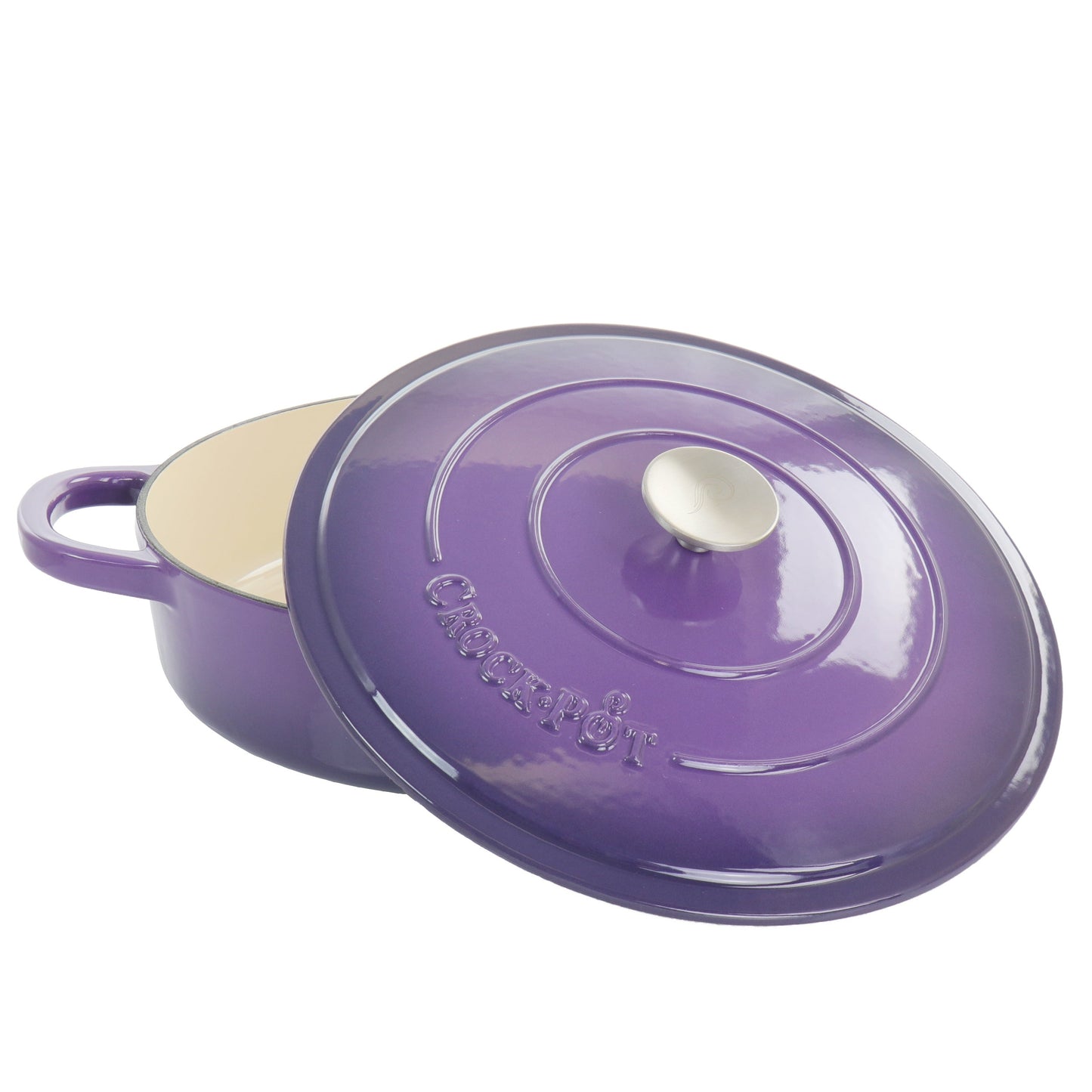 Crock-Pot Artisan 2 Piece 5 Quart Enameled Cast Iron Braiser with Lid in Lavender LuxuryLifeWay Online Store