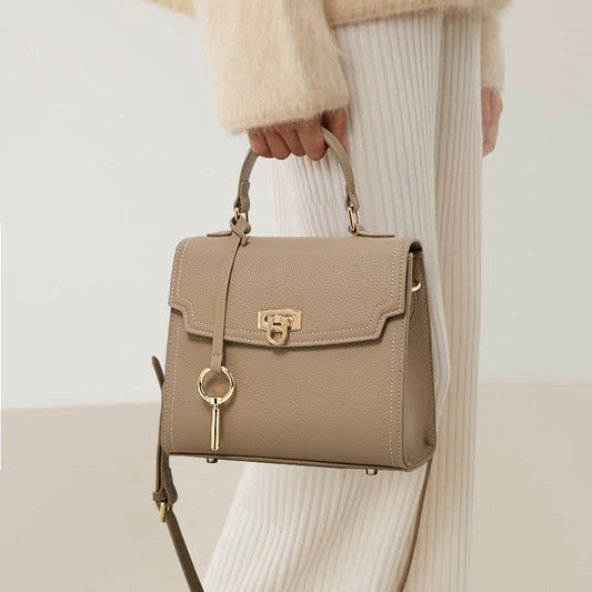 Fashion Litchi Pattern Lock Vintage Handbag LadyShow.Store