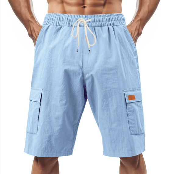 Loose Sports And Leisure Solid Color Linen Drawstring Shorts NorixaFashion.com