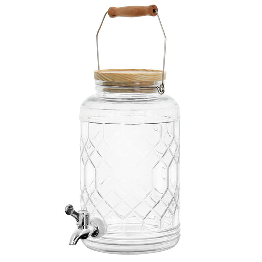Gibson Home 0.95 Gallon Duval Glass Beverage Dispenser with Wooden Lid and Handle LuxuryLifeWay Online Store