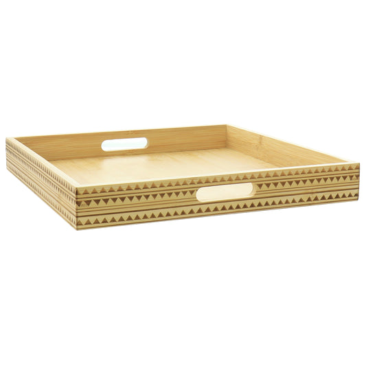 Gibson Home Sadler 15 Inch Wood Serving Tray with Built-in Handles LuxuryLifeWay Online Store