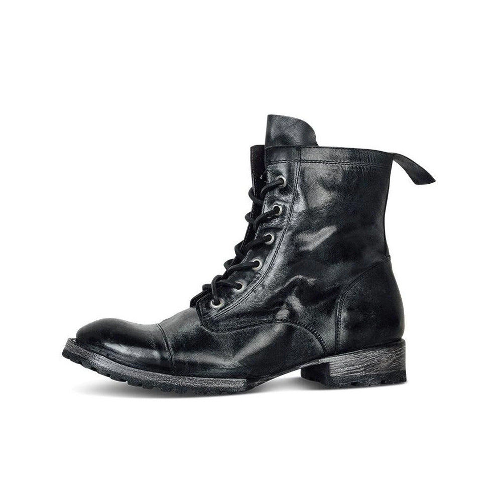 Round toe retro lace-up casual short boots LadyShow.Store